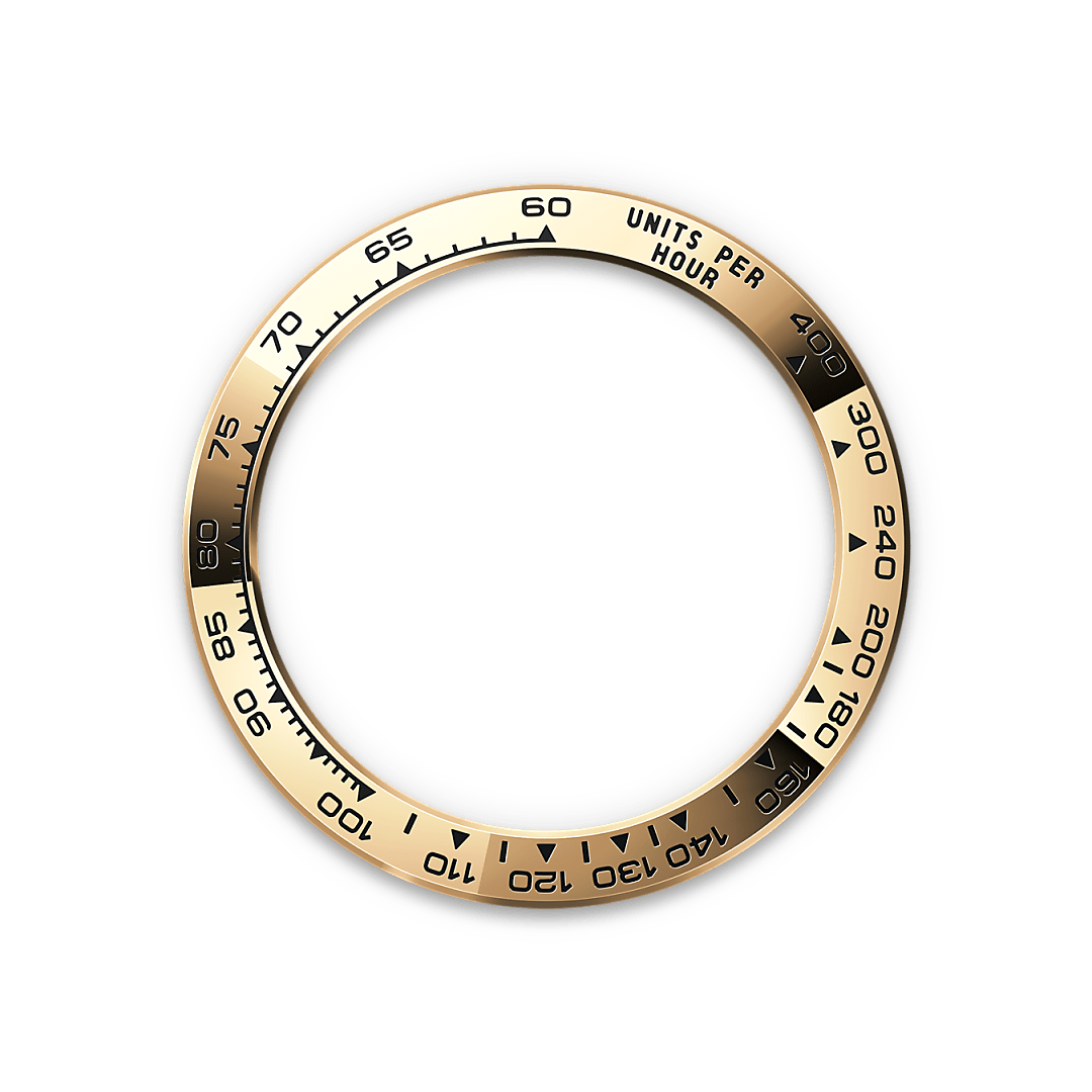 Rolex Cosmograph Daytona, 18 Karat Gelbgold, M126508-0008 – Goldschmiede Hofacker – Rolex Lünette