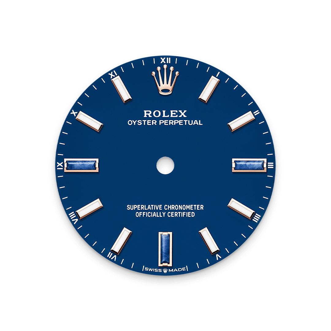 Rolex Oyster Perpetual 34, 18 Karat Everose-Gold, M124205-0002 – Goldschmiede Hofacker – Rolex Zifferblatt