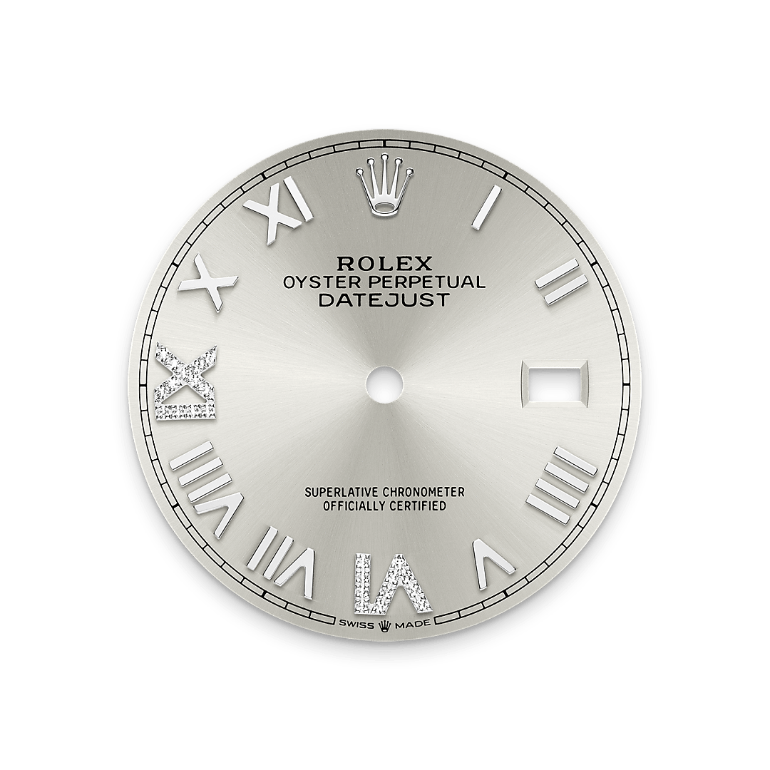 Rolex Datejust 36, Rolesor weiß (Kombination aus Edelstahl Oystersteel und Weißgold), M126284RBR-0059 – Goldschmiede Hofacker – Rolex Zifferblatt
