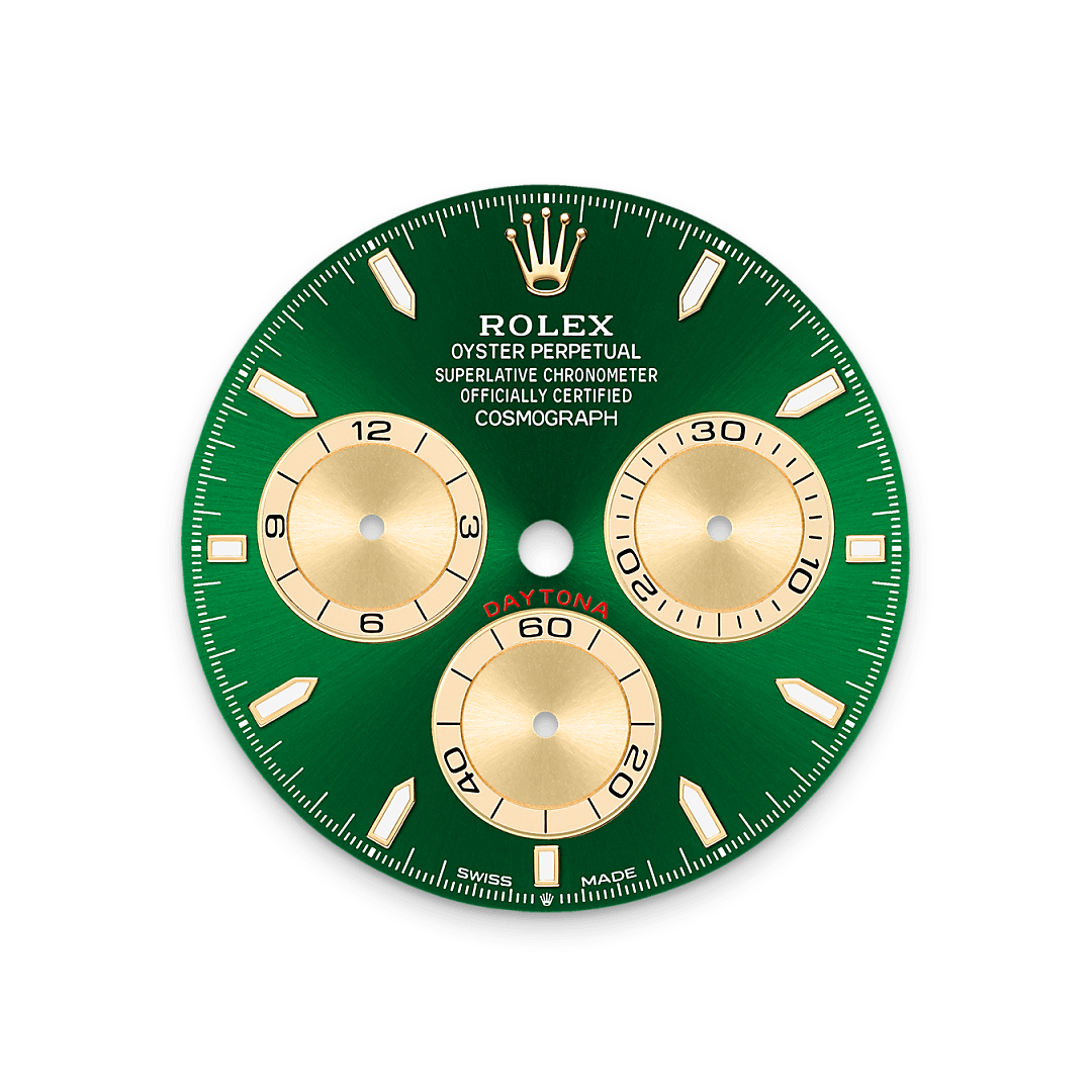 Rolex Cosmograph Daytona, 18 Karat Gelbgold, M126508-0008 – Goldschmiede Hofacker – Rolex Zifferblatt
