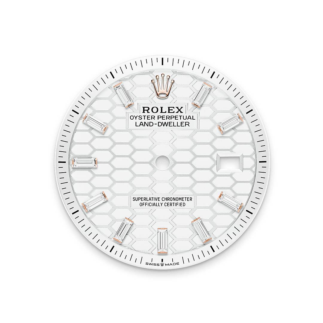 Rolex Land-Dweller 36, 18 Karat Everose-Gold, M127285TBR-0002 – Goldschmiede Hofacker – Rolex Zifferblatt