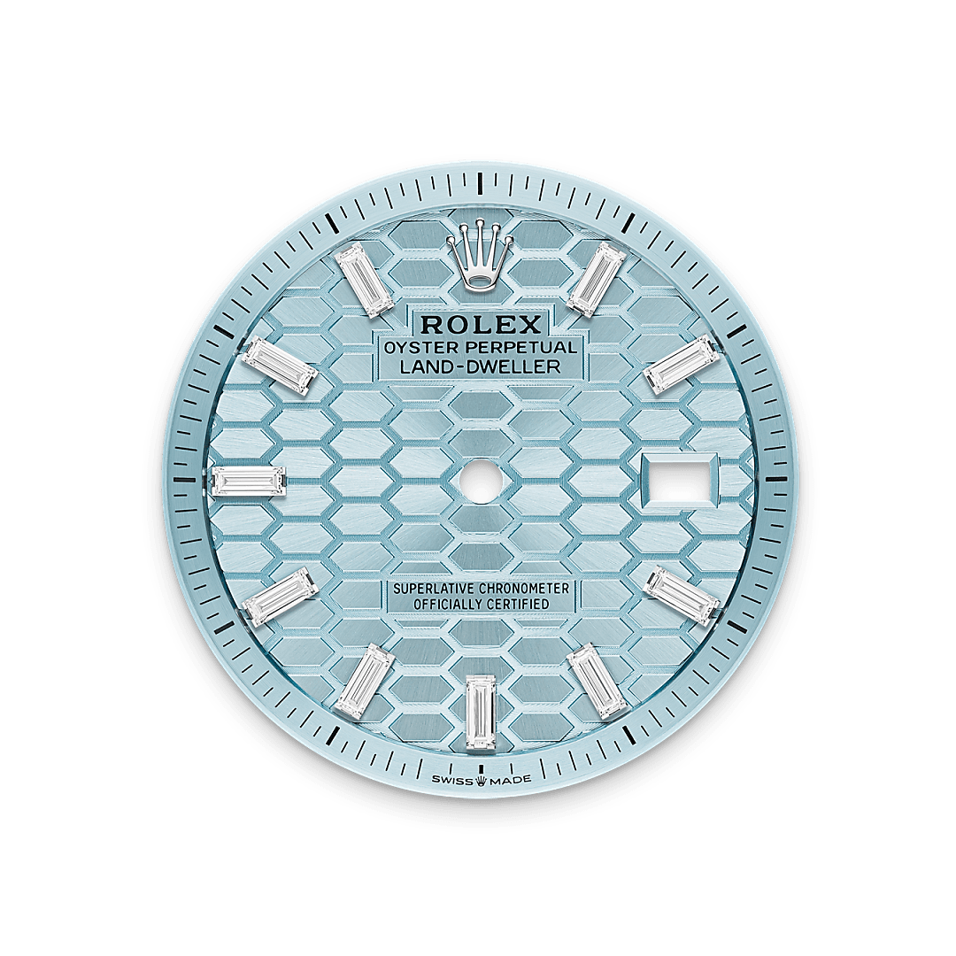 Rolex Land-Dweller 36, Platin, M127286TBR-0001 – Goldschmiede Hofacker – Rolex Zifferblatt