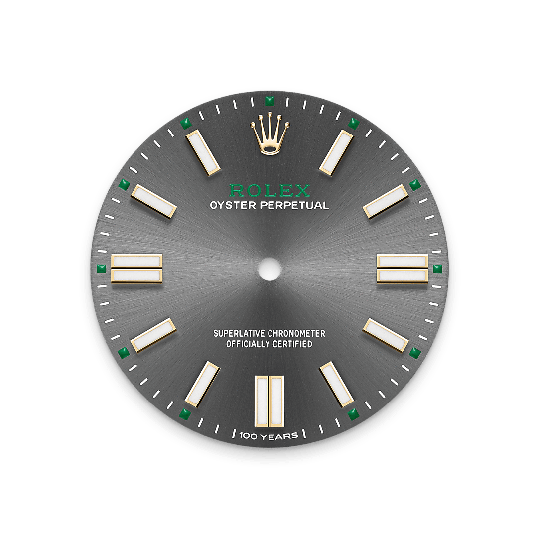 Rolex Oyster Perpetual 41, Rolesor gelb (Kombination aus Edelstahl Oystersteel und Gelbgold), M134303-0001 – Goldschmiede Hofacker – Rolex Zifferblatt