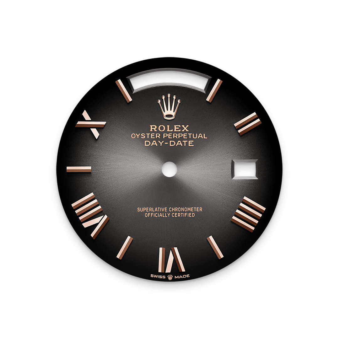 Rolex Day-Date 40, 18 Karat Everose-Gold, M228235-0055 – Goldschmiede Hofacker – Rolex Zifferblatt