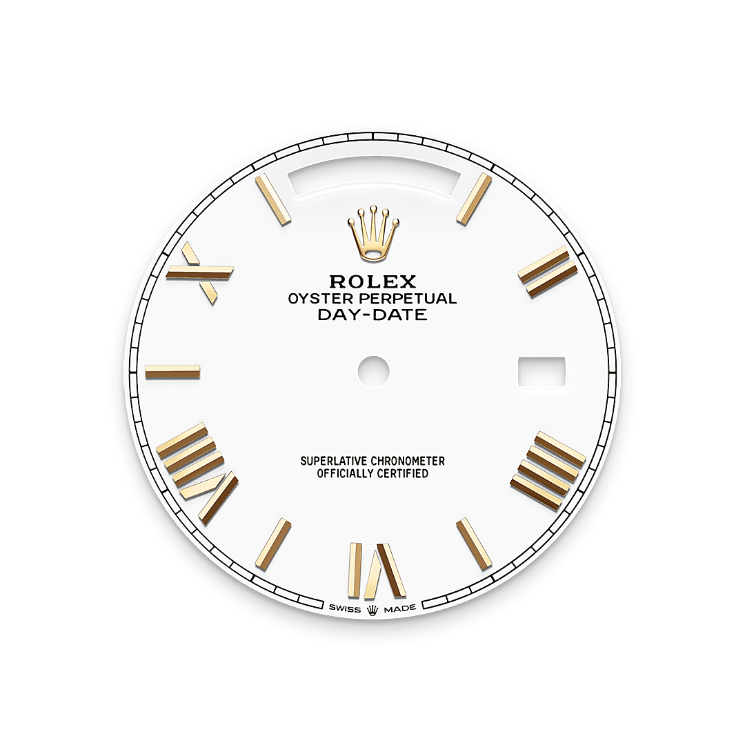 Rolex Day-Date 40, 18 Karat Gelbgold, M228238-0042 – Goldschmiede Hofacker – Rolex Zifferblatt