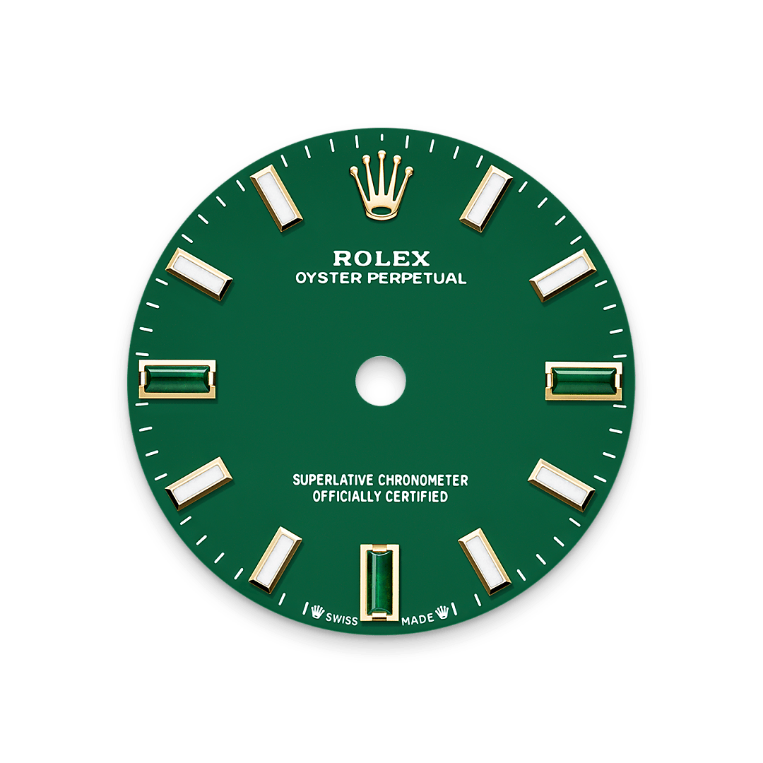 Rolex Oyster Perpetual 28, 18 Karat Gelbgold, M276208-0002 – Goldschmiede Hofacker – Rolex Zifferblatt
