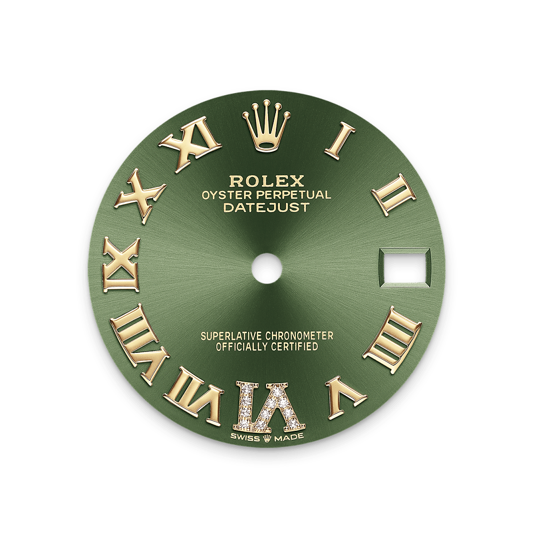 Rolex Datejust 31, Rolesor gelb (Kombination aus Edelstahl Oystersteel und Gelbgold), M278343RBR-0015 – Goldschmiede Hofacker – Rolex Zifferblatt