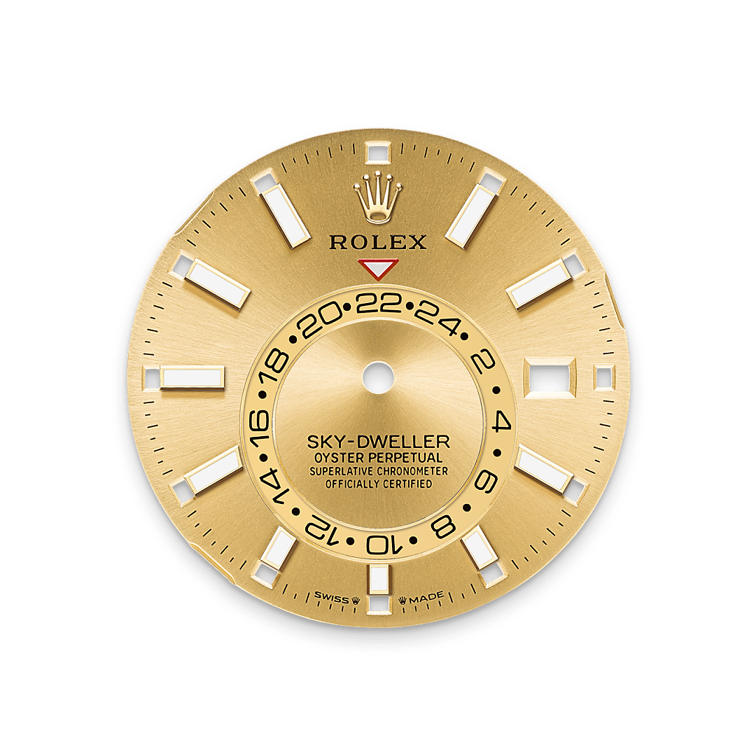 Rolex Sky-Dweller, Rolesor gelb (Kombination aus Edelstahl Oystersteel und Gelbgold), M336933-0001 – Goldschmiede Hofacker – Rolex Zifferblatt