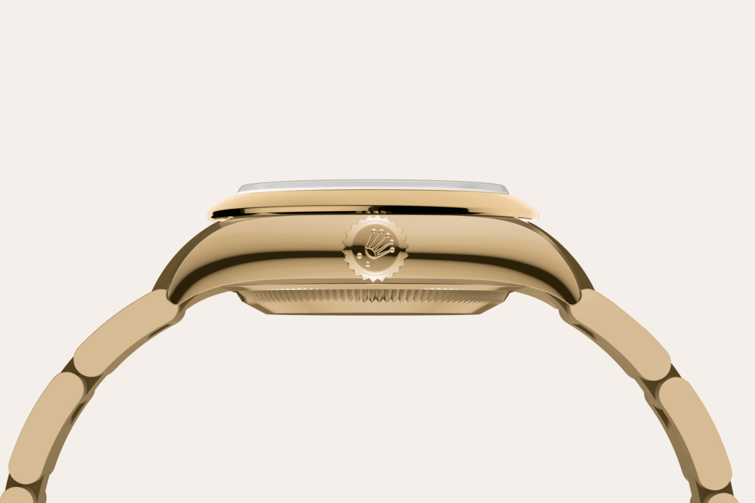 Rolex Oyster Perpetual 28, 18 Karat Gelbgold, M276208-0002 – Goldschmiede Hofacker – Detailansicht 13