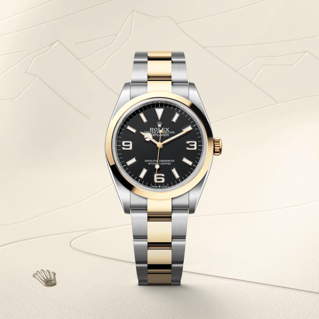 Rolex Explorer 36, Rolesor gelb (Kombination aus Edelstahl Oystersteel und Gelbgold), M124273-0001 – Goldschmiede Hofacker – Detailansicht 8