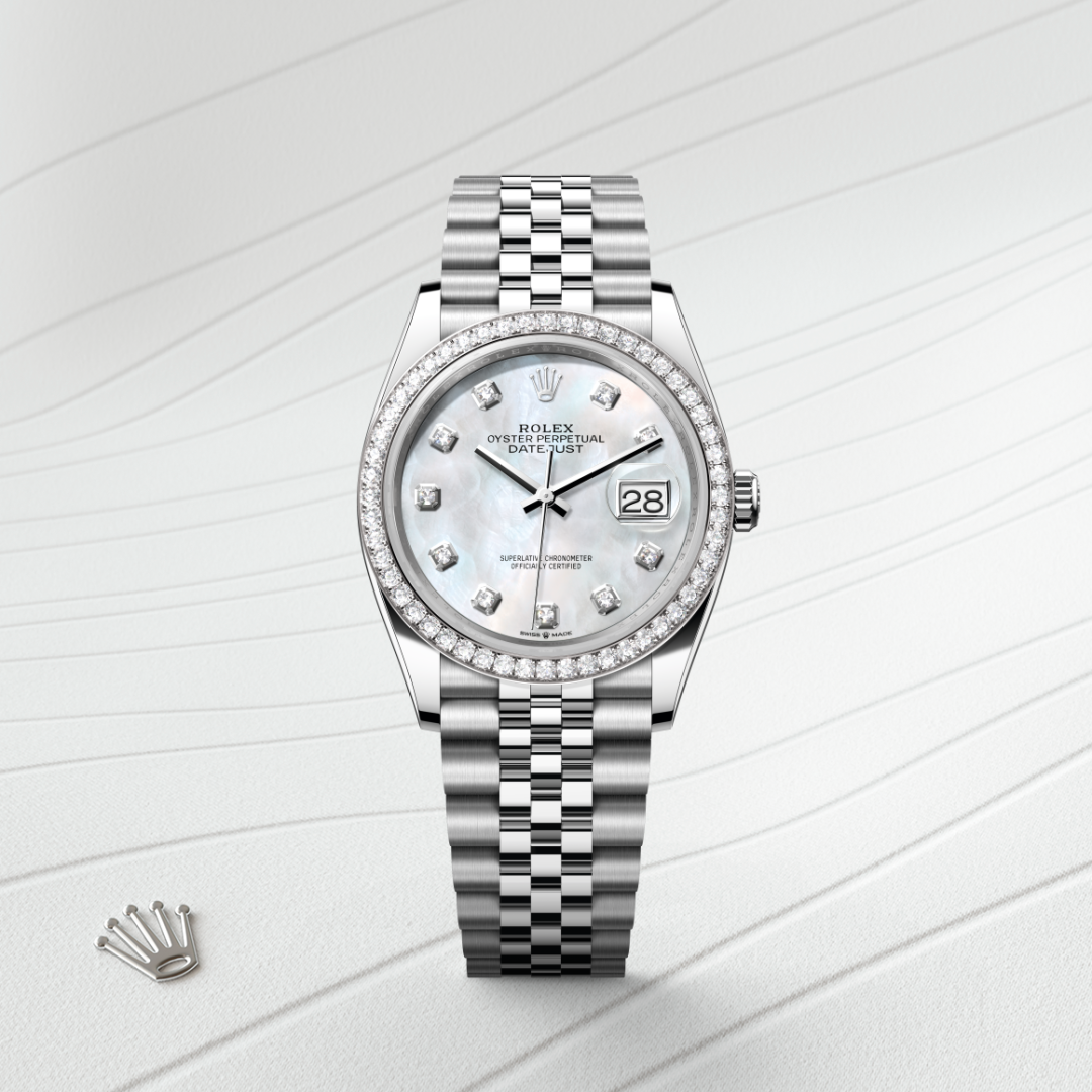 Rolex Datejust 36, Rolesor weiß (Kombination aus Edelstahl Oystersteel und Weißgold), M126284RBR-0011 – Goldschmiede Hofacker – Detailansicht 8