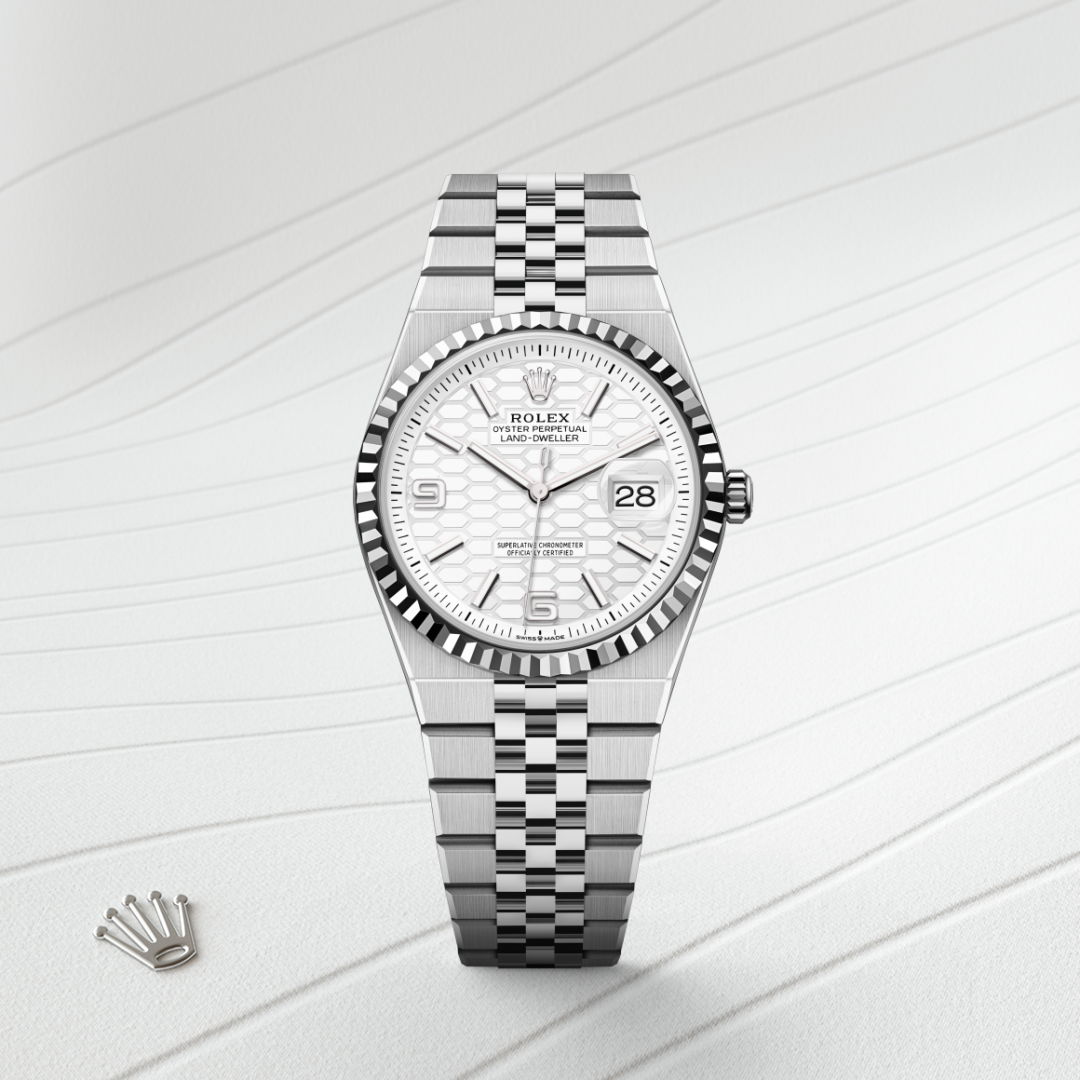 Rolex Land-Dweller 36, Rolesor weiß (Kombination aus Edelstahl Oystersteel und Weißgold), M127234-0001 – Goldschmiede Hofacker – Detailansicht 8