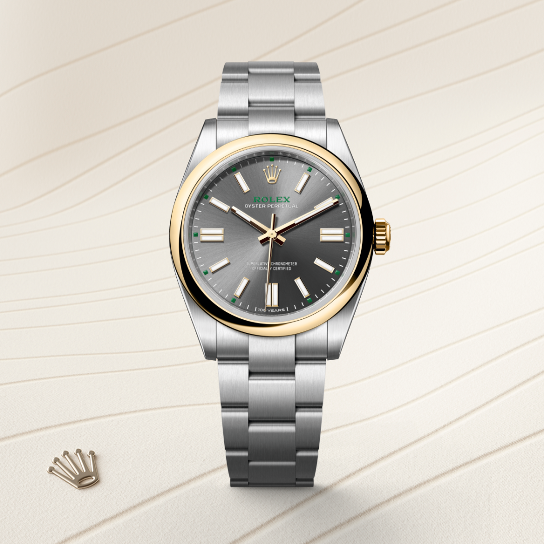 Rolex Oyster Perpetual 41, Rolesor gelb (Kombination aus Edelstahl Oystersteel und Gelbgold), M134303-0001 – Goldschmiede Hofacker – Detailansicht 8