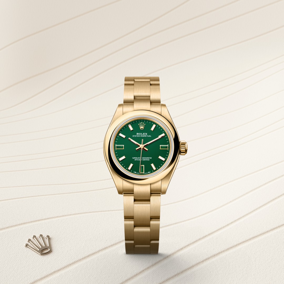 Rolex Oyster Perpetual 28, 18 Karat Gelbgold, M276208-0002 – Goldschmiede Hofacker – Detailansicht 8