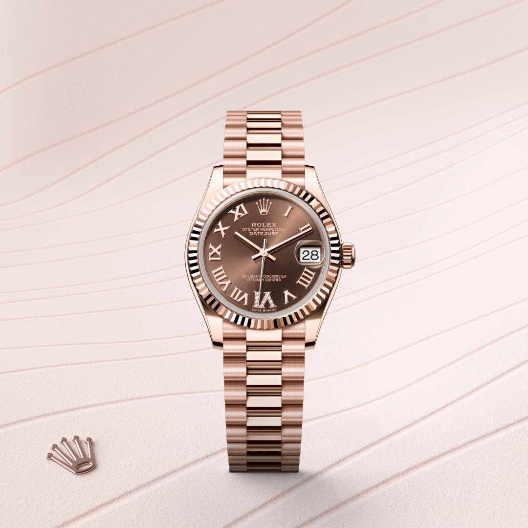 Rolex Datejust 31, 18 Karat Everose-Gold, M278275-0025 – Goldschmiede Hofacker – Detailansicht 8