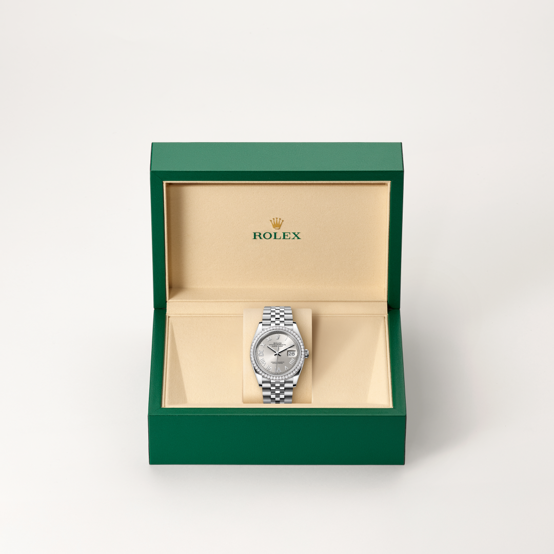 Rolex Datejust 36, Rolesor weiß (Kombination aus Edelstahl Oystersteel und Weißgold), M126284RBR-0059 – Goldschmiede Hofacker – Detailansicht 9