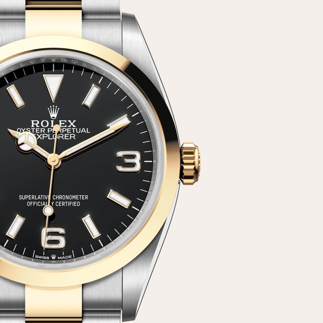 Rolex Explorer 36, Rolesor gelb (Kombination aus Edelstahl Oystersteel und Gelbgold), M124273-0001 – Goldschmiede Hofacker – Detailansicht 10