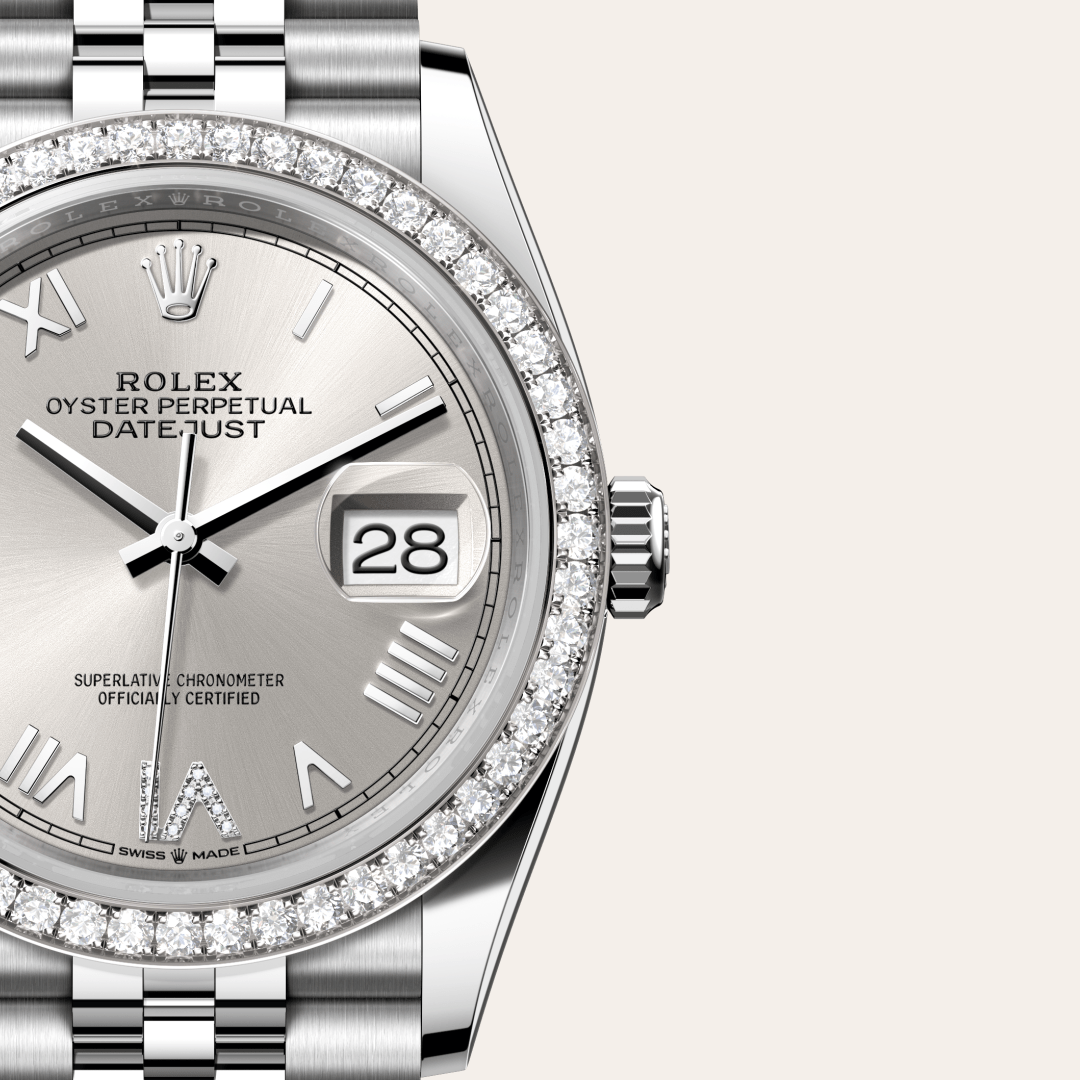 Rolex Datejust 36, Rolesor weiß (Kombination aus Edelstahl Oystersteel und Weißgold), M126284RBR-0059 – Goldschmiede Hofacker – Detailansicht 10