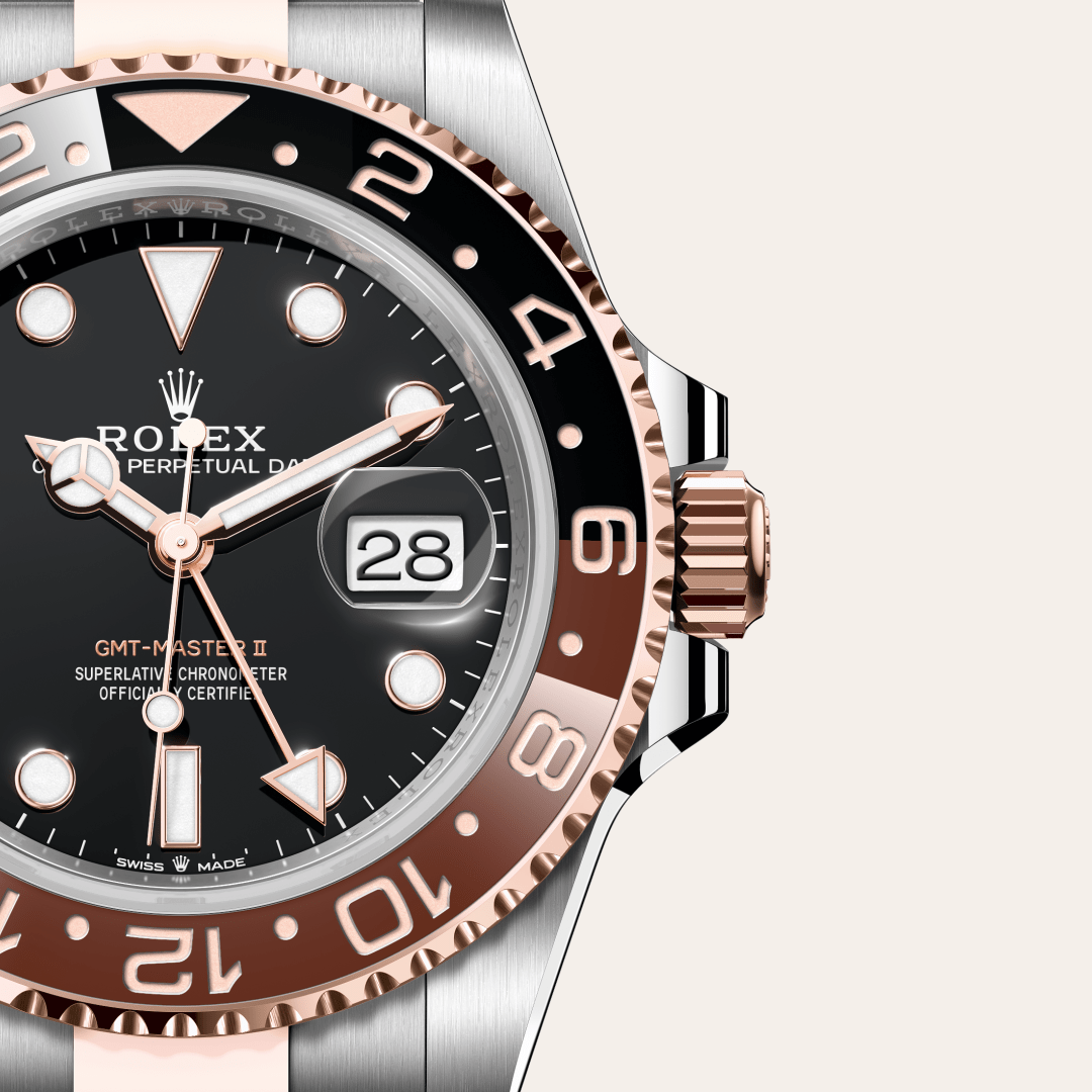 Rolex GMT-Master II, Rolesor Everose (Kombination aus Edelstahl Oystersteel und Everose-Gold), M126711CHNR-0002 – Goldschmiede Hofacker – Detailansicht 10