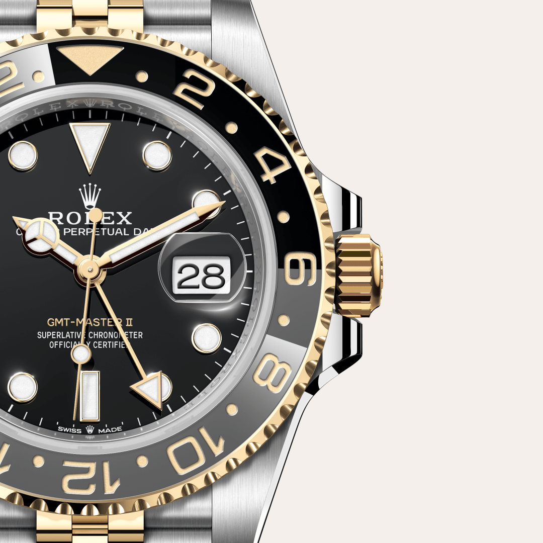 Rolex GMT-Master II, Rolesor gelb (Kombination aus Edelstahl Oystersteel und Gelbgold), M126713GRNR-0001 – Goldschmiede Hofacker – Detailansicht 10