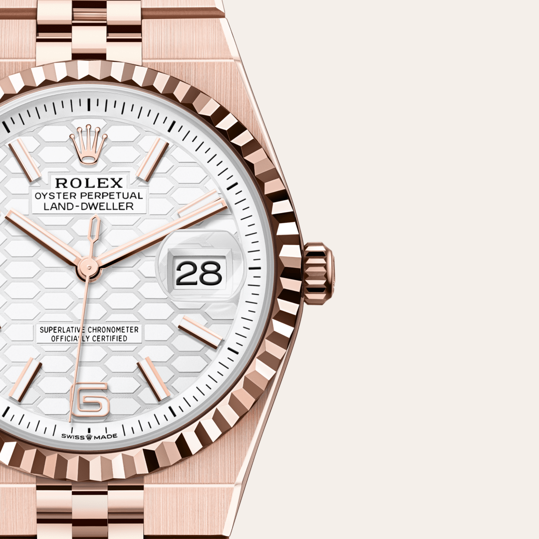 Rolex Land-Dweller 36, 18 Karat Everose-Gold, M127235-0001 – Goldschmiede Hofacker – Detailansicht 10