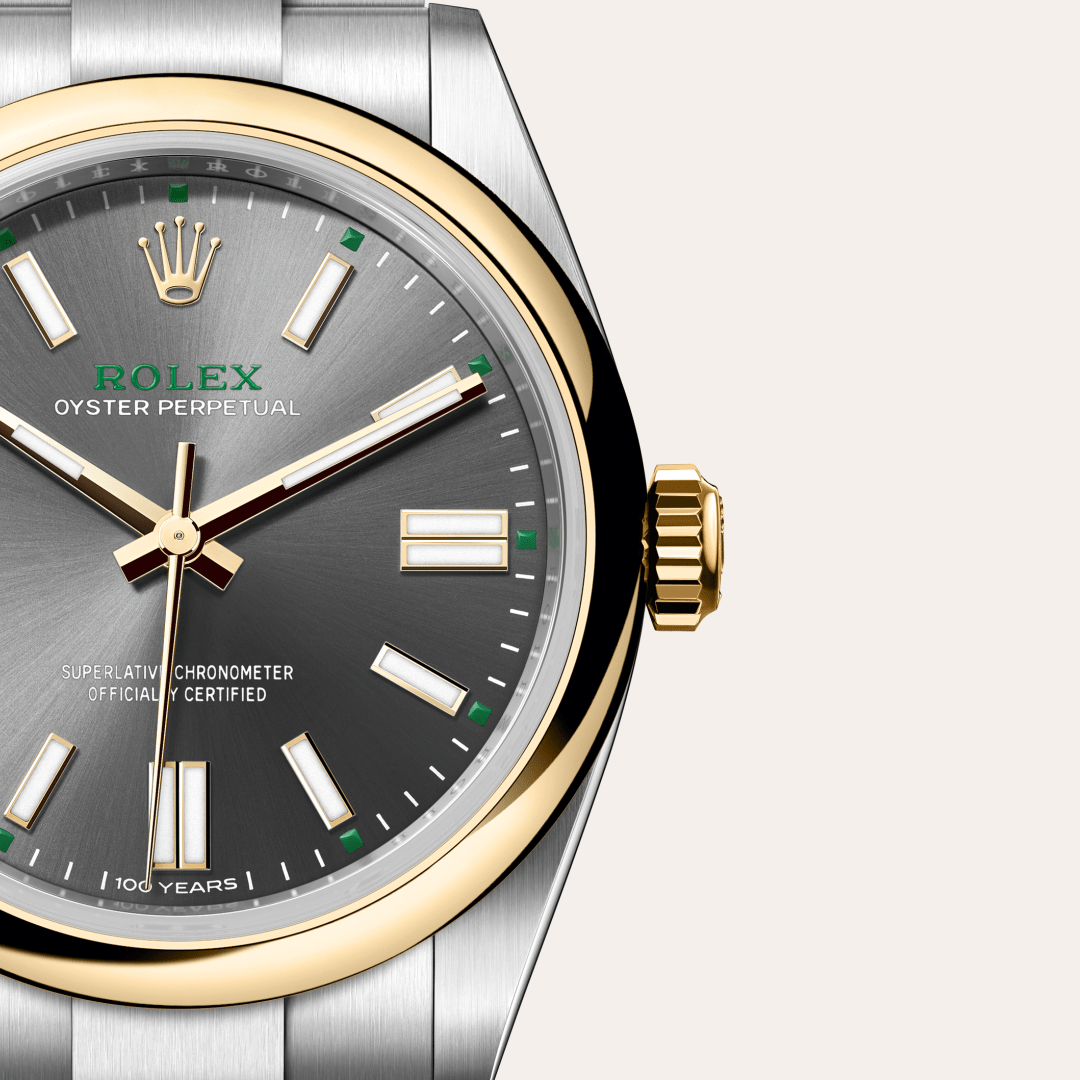Rolex Oyster Perpetual 41, Rolesor gelb (Kombination aus Edelstahl Oystersteel und Gelbgold), M134303-0001 – Goldschmiede Hofacker – Detailansicht 10