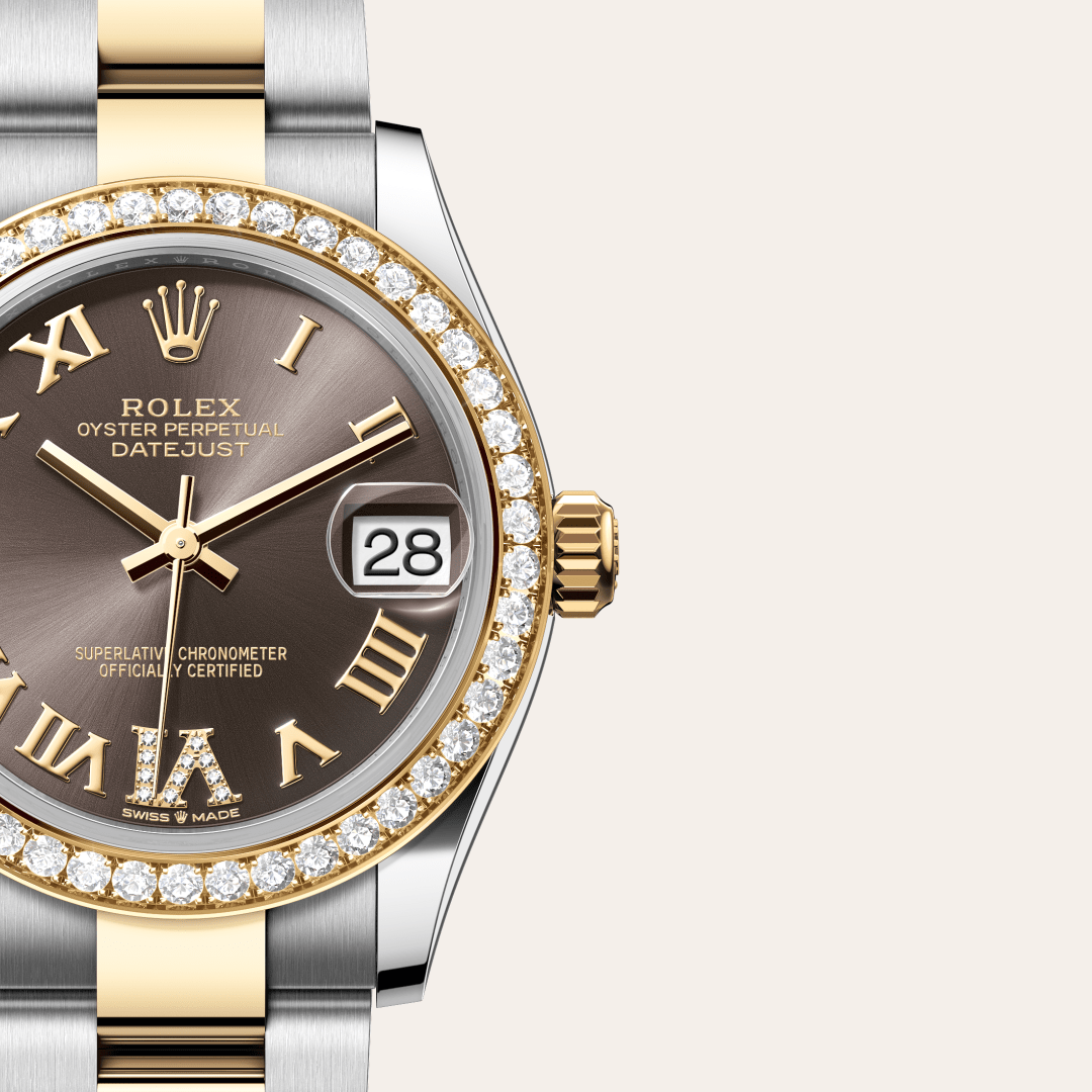 Rolex Datejust 31, Rolesor gelb (Kombination aus Edelstahl Oystersteel und Gelbgold), M278383RBR-0017 – Goldschmiede Hofacker – Detailansicht 10