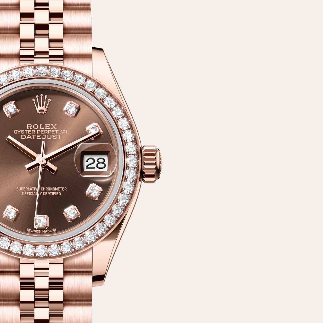Rolex Lady-Datejust, 18 Karat Everose-Gold, M279135RBR-0018 – Goldschmiede Hofacker – Detailansicht 10