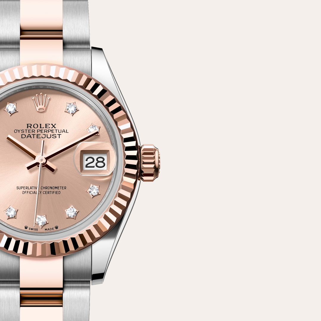 Rolex Lady-Datejust, Rolesor Everose (Kombination aus Edelstahl Oystersteel und Everose-Gold), M279171-0028 – Goldschmiede Hofacker – Detailansicht 10