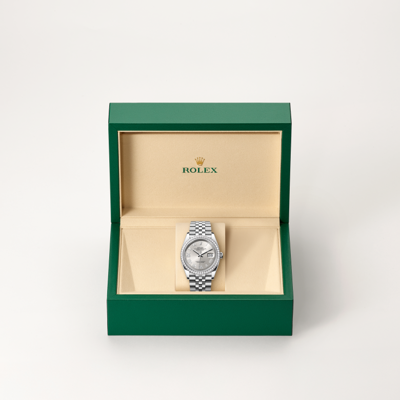 Rolex Datejust 36, Rolesor weiß (Kombination aus Edelstahl Oystersteel und Weißgold), M126284RBR-0059 – Goldschmiede Hofacker – Detailansicht 6