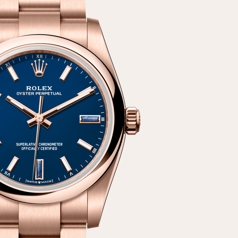 Rolex Oyster Perpetual 34, 18 Karat Everose-Gold, M124205-0002 – Goldschmiede Hofacker – Detailansicht 7