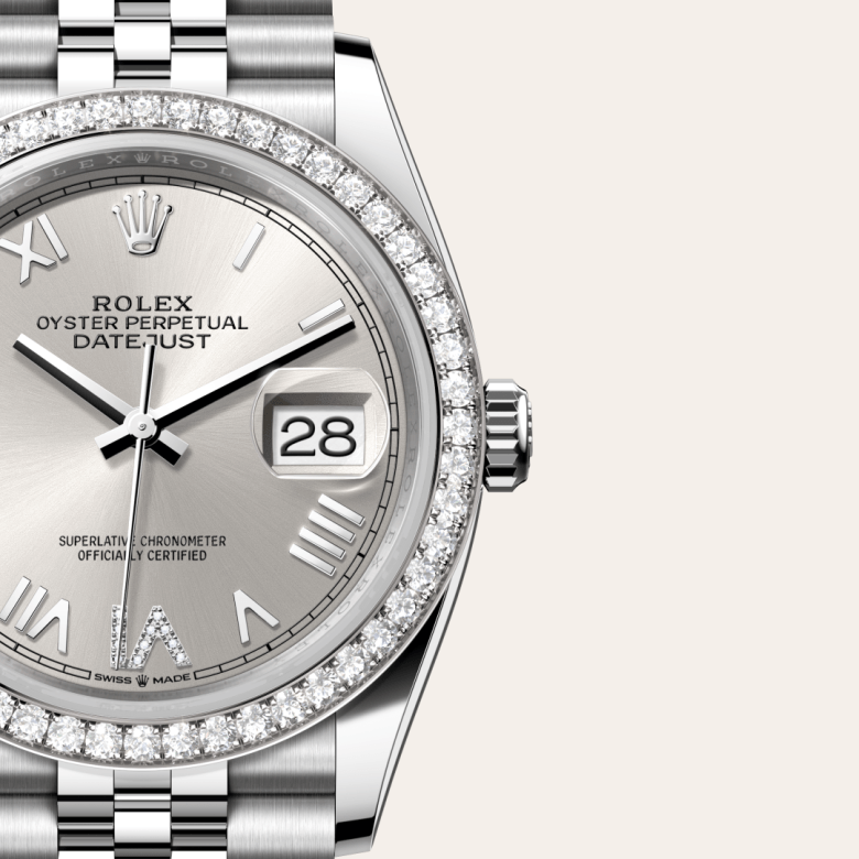 Rolex Datejust 36, Rolesor weiß (Kombination aus Edelstahl Oystersteel und Weißgold), M126284RBR-0059 – Goldschmiede Hofacker – Detailansicht 7