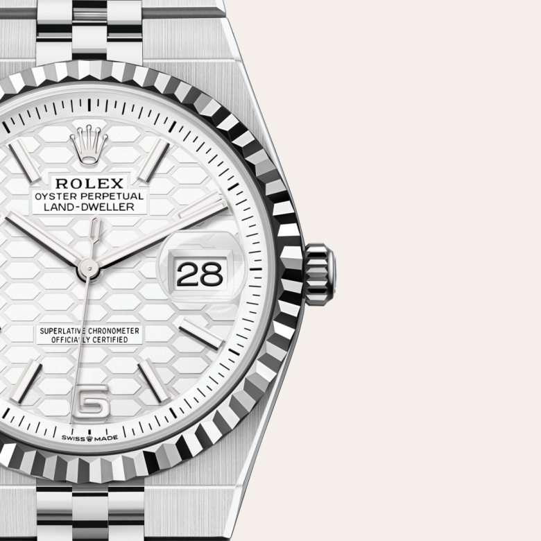 Rolex Land-Dweller 36, Rolesor weiß (Kombination aus Edelstahl Oystersteel und Weißgold), M127234-0001 – Goldschmiede Hofacker – Detailansicht 7