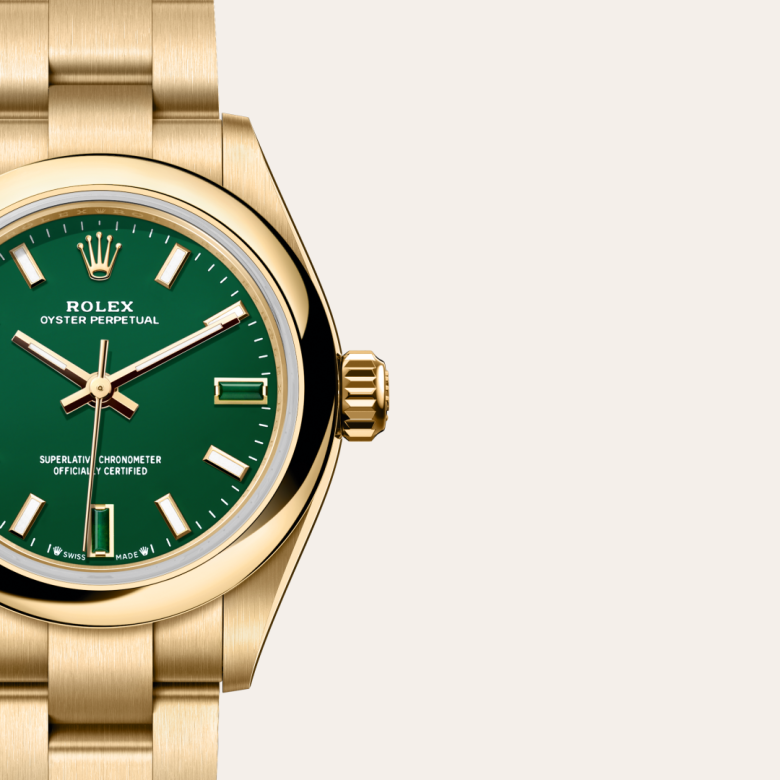 Rolex Oyster Perpetual 28, 18 Karat Gelbgold, M276208-0002 – Goldschmiede Hofacker – Detailansicht 7