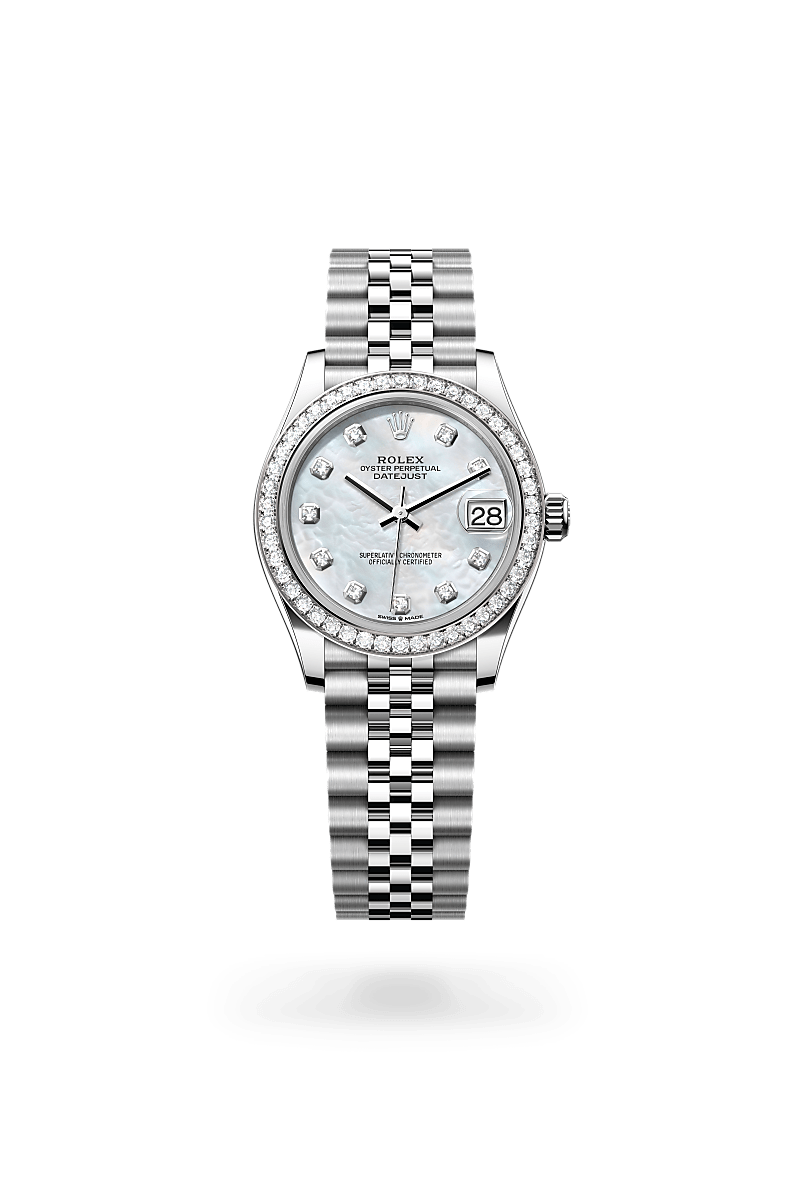 Rolex Datejust, M278384RBR-0008, Oyster, 31 mm, Edelstahl Oystersteel und Weißgold mit Diamanten